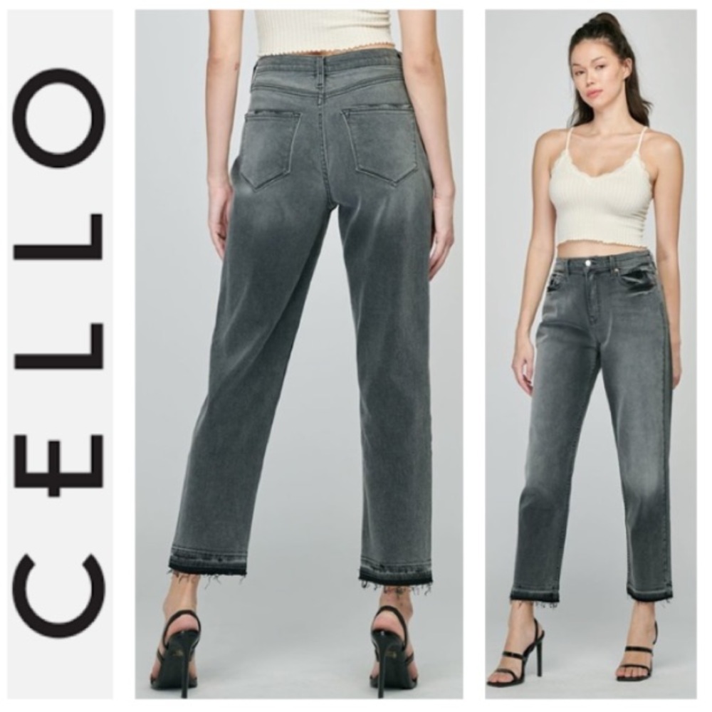 Cello jeans boyfriend raw hem jeans in dark grey